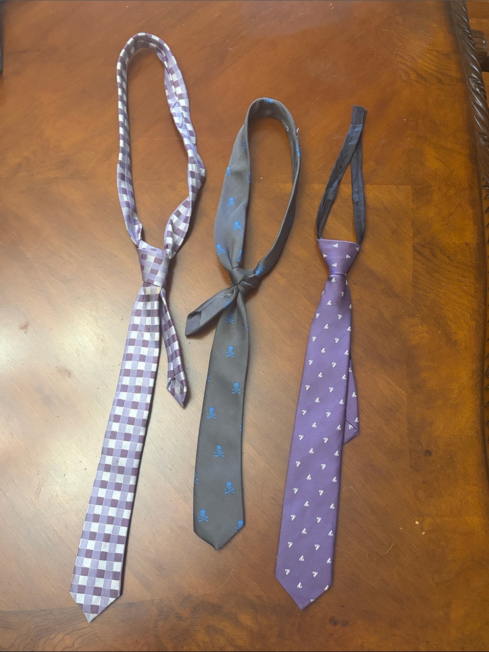 Kids' Purple Patterned Regular & Clip-On Ties - Set of Three